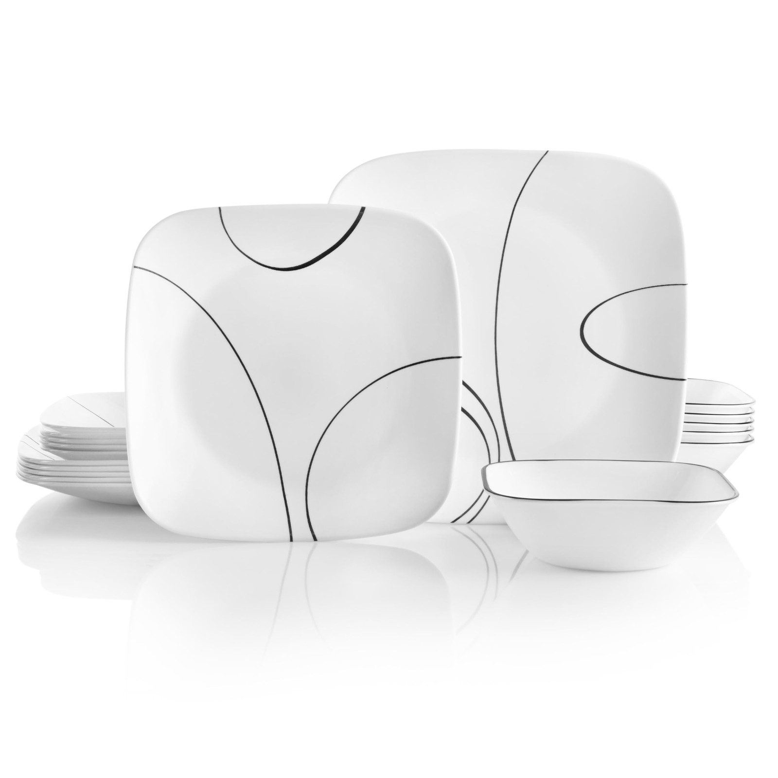 18 Piece Service For 6 Triple Layer Glass Simple Lines Corelle