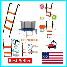 Orange 3-Step Trampoline Access Ladder for Kids - Weatherproof  Safe Climbing