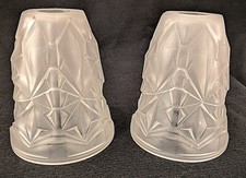 Vintage Pair of Art Deco France Frosted Glass Replacement Shades