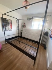 Cuckooland black metal small double four poster bed frame - 120x200x189cm