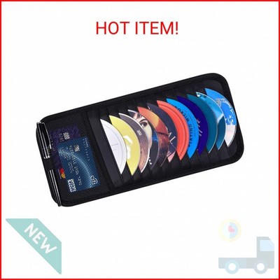 Car CD Case Holder, Wisdompro Vehicle Sun Visor Organizer for Cars with 12 DVD S