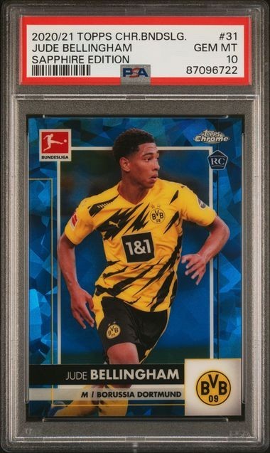 2020 TOPPS CHROME BUNDESLIGA SAPPHIRE EDITION JUDE BELLINGHAM ROOKIE RC PSA 10