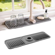 ZJWZLG Faucet Mat for Kitchen Sink, 17.7"X5.5" Silicone Sink Splash Guard with S