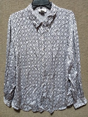 Button Up Style And Co.Collection Woman Silk Size 20W  Design Black...