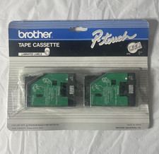 Brother TC-10 1/2 In. Clear on Black P-Touch Tape Cassette 2Pk Laminated Labels