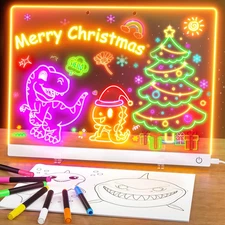 Acrylic Dry Erase Board with Light, 13.7"X10" 6-Color Neon Glow Memo LED Light-U