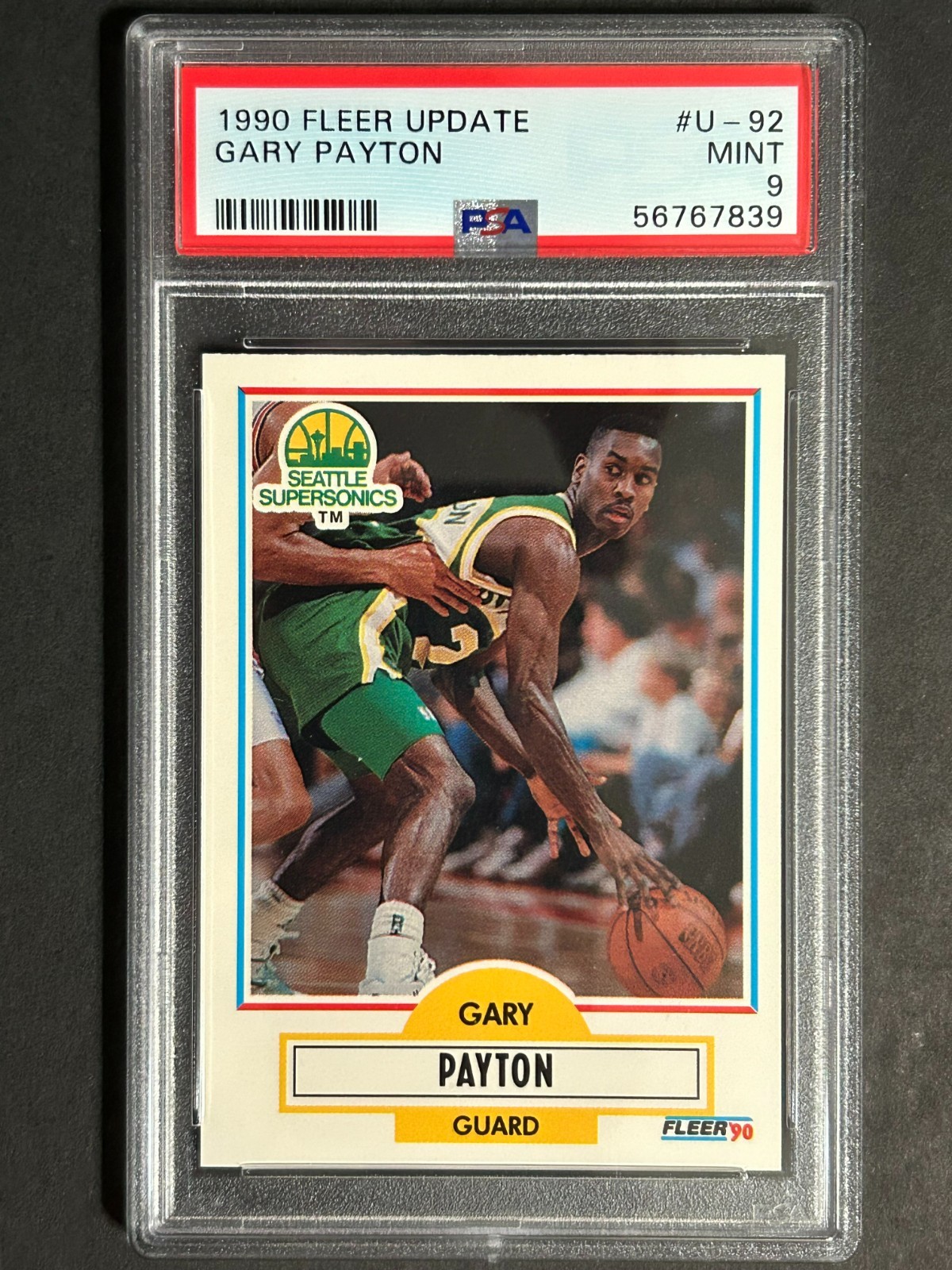 1990-91 FLEER UPDATE GARY PAYTON #U-92 PSA 9 MINT RC HOF SONICS SUPERSONICS