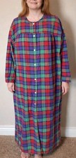 Vtg Orvis Nightgown Flannel Plaid House Dress Women Large Long Made In USA