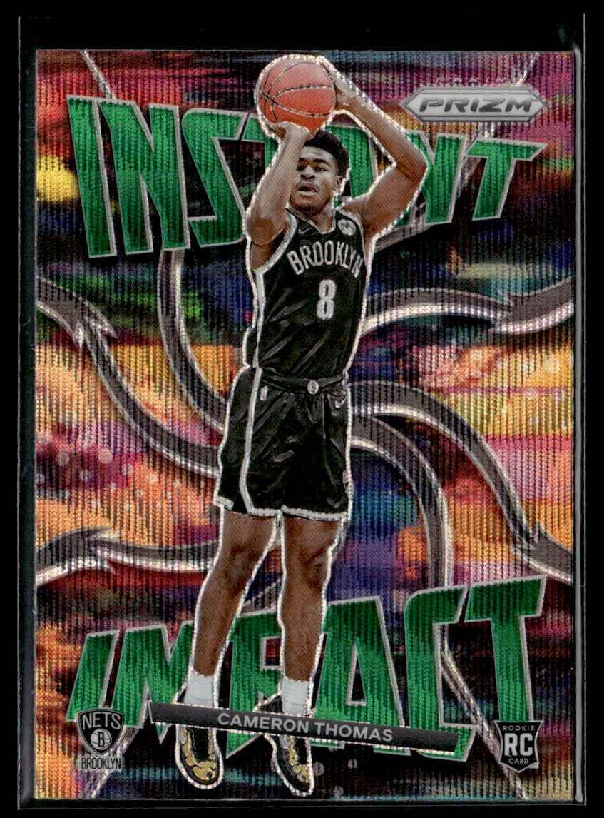 2021-22 Panini Prizm Instant Impact Green Wave Cameron Thomas Rookie Brooklyn