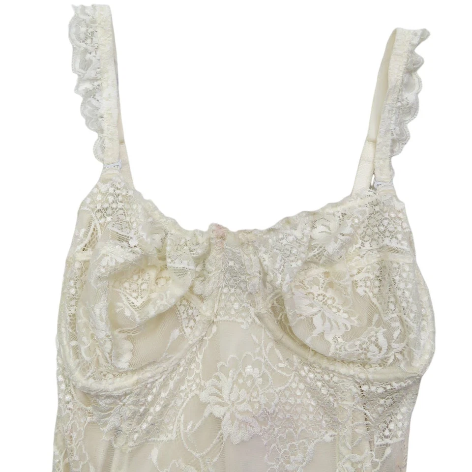 Sexy Corsé Lencería Moda Manuela Vintage Blanco Encaje Floral 36D Coqueta Foto 3 de 4