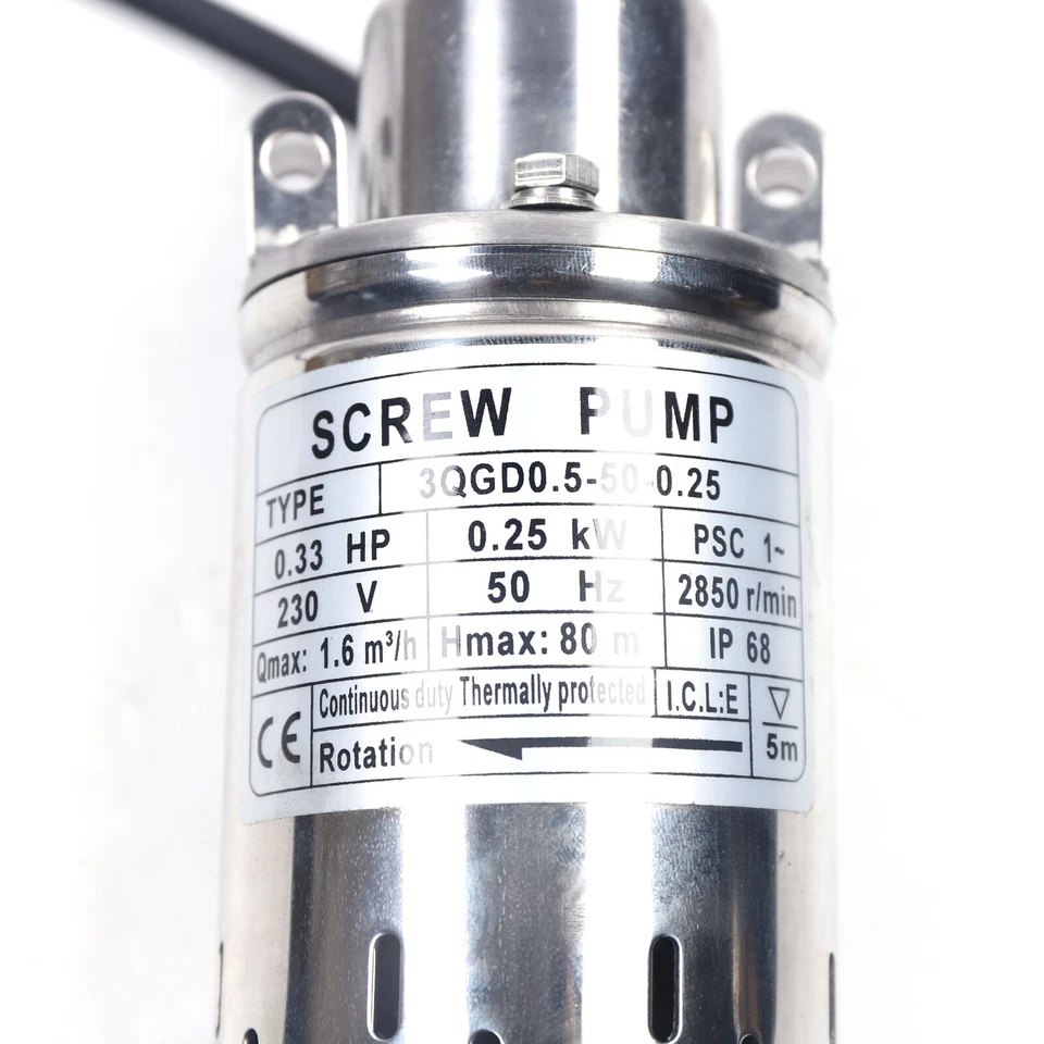 Well Pump Deep Well Pump 3 Inch Sand Compatible 1600 L/h Pump 0.25 kW - Image 4 of 4