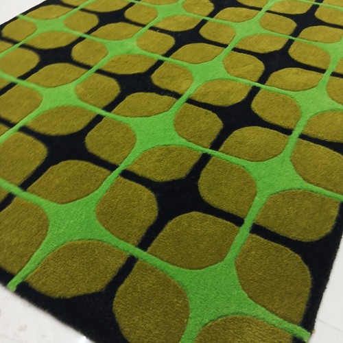 Geometrical Green Black Modern Hand Tufted Pure Wool Living Room Hall Kitchen Ru - Picture 10 of 12