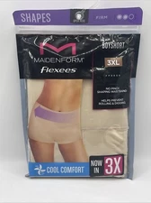 MAIDENFORM Flexees Women’s Size 3XL Boyshort Shapes Cool Comfort Firm • Nude