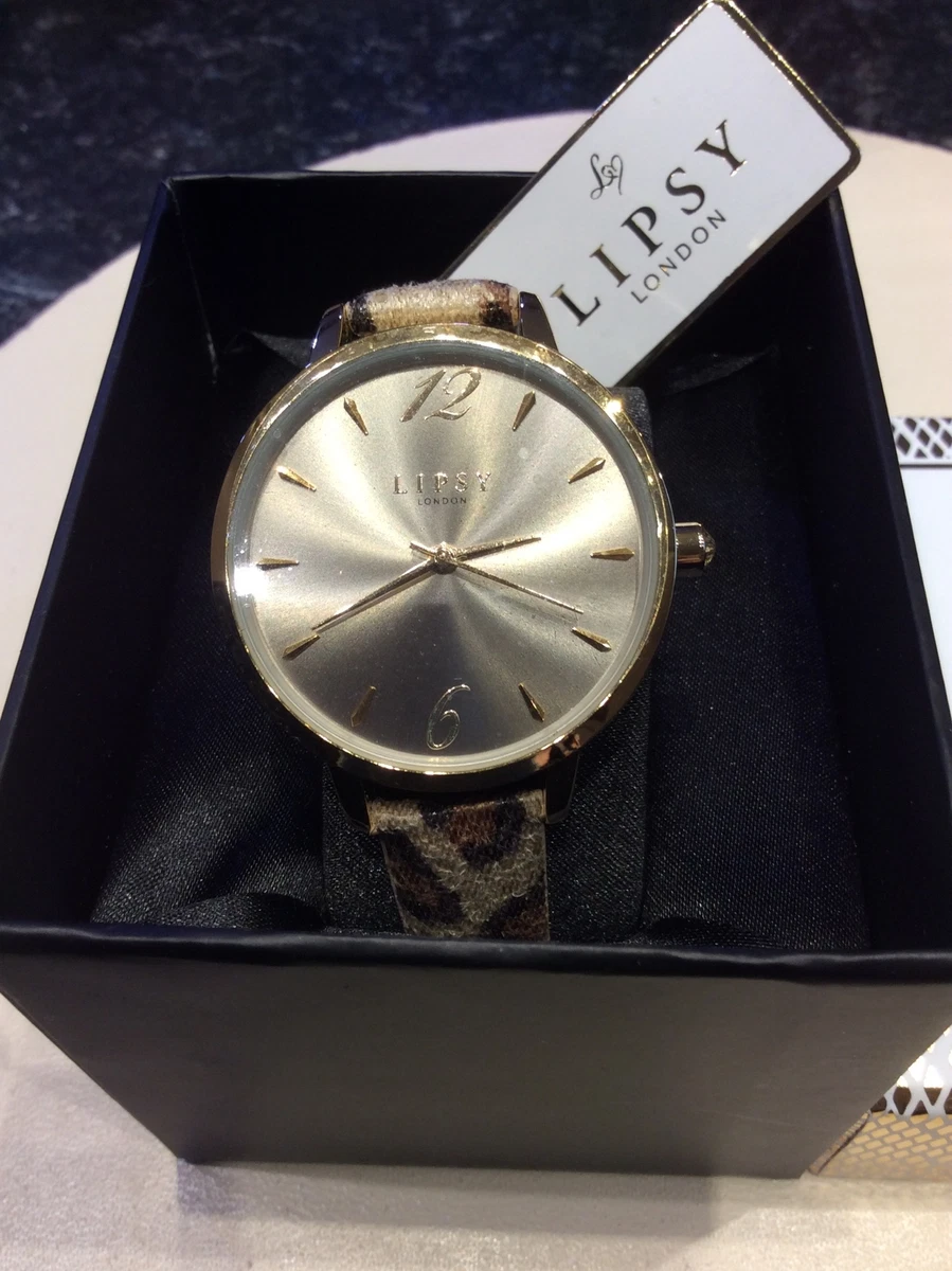 Ladies Lipsy Wrist Watch Animal Print Strap Gold Tone Case Needs New Battery