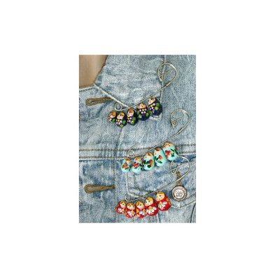 Broche épingle Poupées Russes Matriochka - Bois Peint Main - Multicolore - Neuf Avec étiquettes
