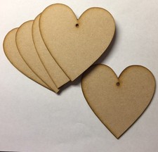 Wooden 100mm (10cm) laser cut 3mm MDF Hearts blank craft shape sign with hole