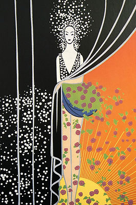 Erte 1982 PRINTEMPS Spring Flowers in Basket - Fashion Art Deco