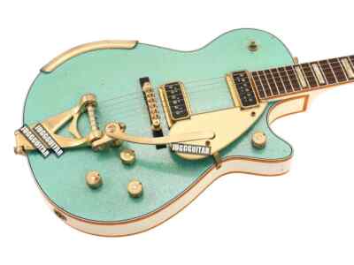 Top1955 Duo Jet Surf Metallic Green Electric Guitar White Back Sides Headstock