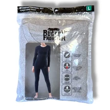 NWT Rugged Frontier Thermal Set Womens Gray Waffle Quick Dry Crew and Pant Sz L