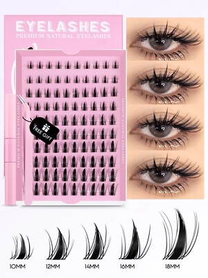GROINNEYA Cluster Lashes Kit Natürliche Wimpernverlängerung Cluster Natürliches Volumen