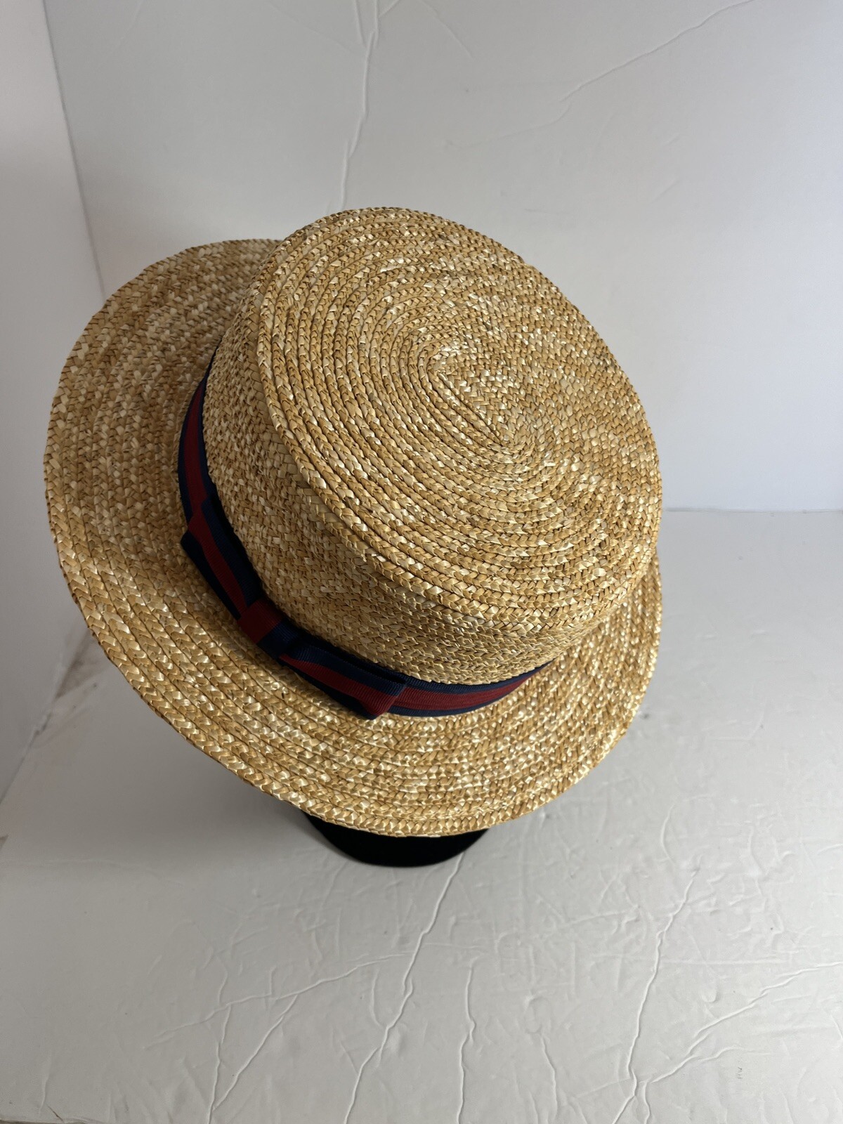 Vintage Boater Skimmer Straw Hat No Tag 22” Circumference NWOT