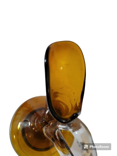 Decantador de vidrio transparente ámbar italiano MCM vintage vidrio soplado a mano - Imagen 6 de 12