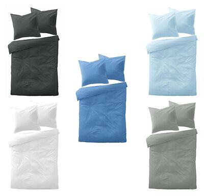 JACK Mako Satin Bettwäsche 135x200cm 2 tlg. Einfarbig Uni Anthrazit Weiß Grau 
