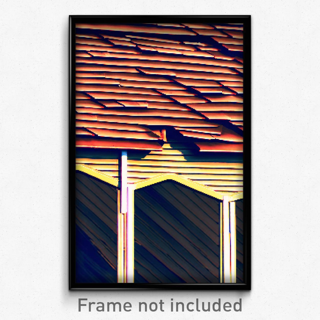 8-Bit Psychedelic Pixel Art Roof Poster - Trippy Video Game Print  
