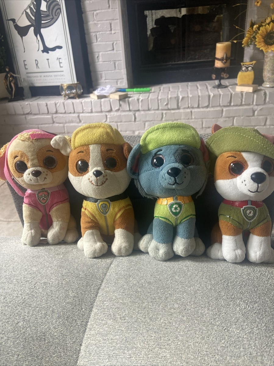 TY Beanie Boos Paw Patrol ROCKY, Tracker, Rubble And Skye