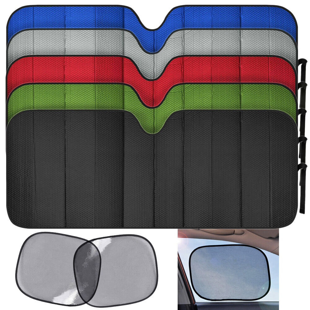 Motor Trend Auto Sun Shade Front Window Windshield + Side Shades- Various Colors