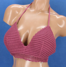 Shade  Shore Underwire Lined Knit Halter Bikini Top Size 34B H2101