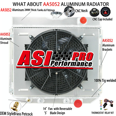 4-Row Radiator+Shroud Fan+Relay for 1967-69 Ford Mustang/1967-68 Mercury Cougar
