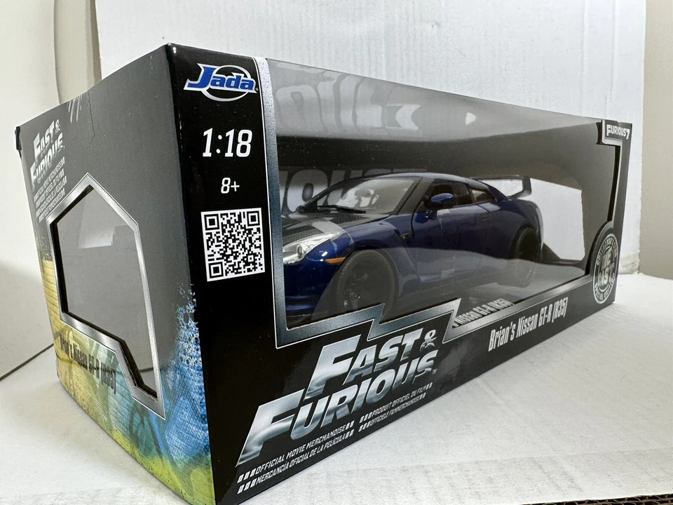 JADA FAST & FURIOUS BRIAN'S 2009 NISSAN SKYLINE GT-R R35 BLUE 1:18 DIECAST  #35 - Image 4 of 4