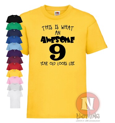 Tolles T-Shirt 9 Jahre alt Kinder Kids 9. Geburtstag Party bedruckt T-Shirt Shirt