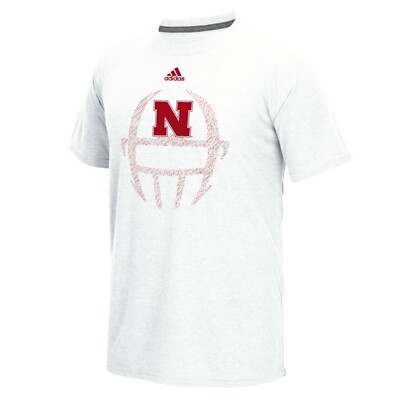 Nebraska Cornhuskers NCAA Adidas Men's White Helmet Dot T-Shirt