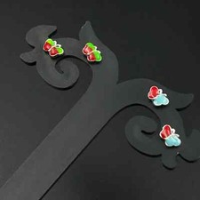925 Silver Butterfly Shaped Stud Earrings For Kids 14K White Gold Finish
