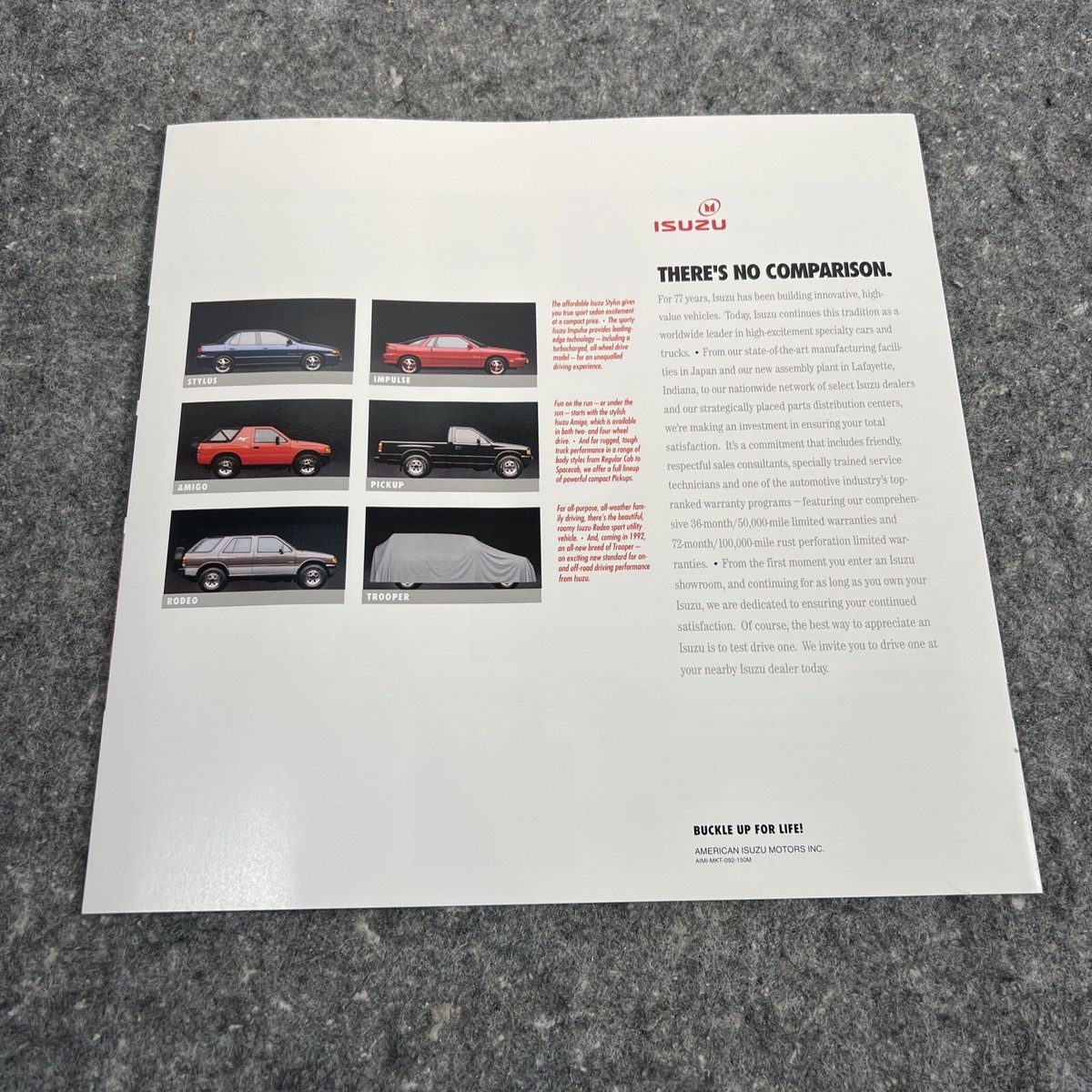 Vtg Orig 1992 Isuzu Pickup Lineup Dealer Showroom Sales Brochure