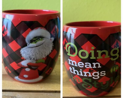 The Grinch as Santa Ceramic  ''Doing Mean Things in Style'' Mug Cup 16 oz NEW 