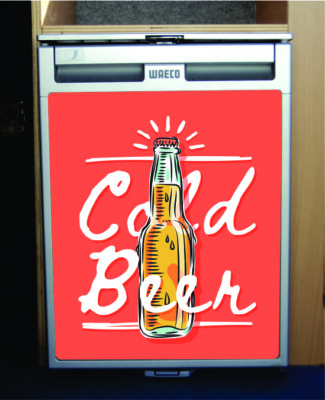 Waeco CRX50 Vinyl Kühlschrank Aufkleber Wickeldruck - kaltes Bier