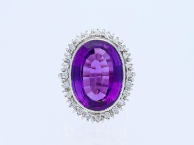 Vintage Ring Amethyst Diamanten 20,38 Karat 750 Gold 18 Karat Deta Schmuck
