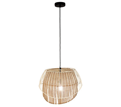 1 Light Black Shaded Pendant Light Asymmetrical Dome-Shaped Shade in Jute $145