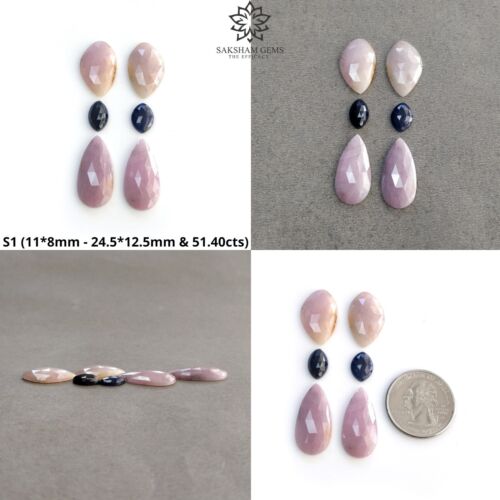 Piedra preciosa de zafiro azul rosa natural sin tratar pera redonda forma de ... - Imagen 2 de 4
