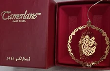 Camerlane 24 kt Gold Finish Pop-UP 3-D Angel #10018 Ornament Vintage BOXED
