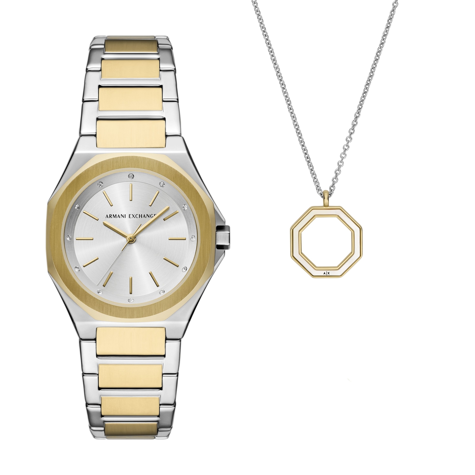 Orologio + Collana Donna ARMANI EXCHANGE ANDREA AX7161SET Bracciale Acciaio Gold