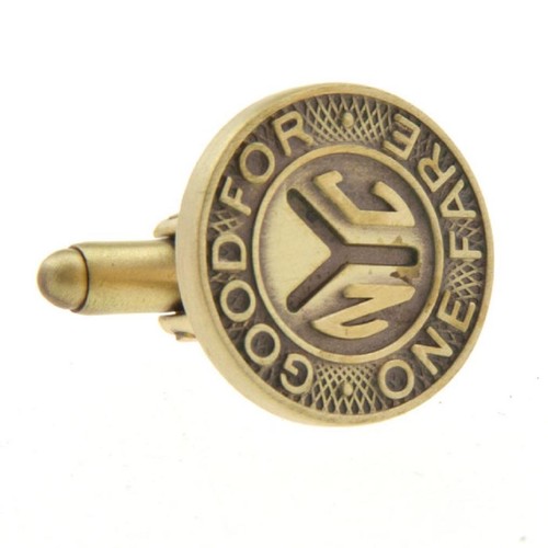 NYC Subway Bus Token Pair Cufflinks New York Fare Gift Box & Polishing Cloth NEW - Picture 3 of 5