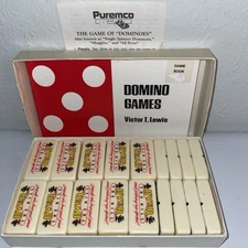 Vintage Over The  Hill Professional Extra Thick Marblelike Dominoes Original Box