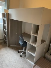 High Sleeper Bed With Wardrobe Desk Storage Great Condition Collection Only