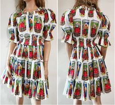 🆓US🛃 2019 Dolce&Gabbana tomato cans printed cotton white dress IT 38