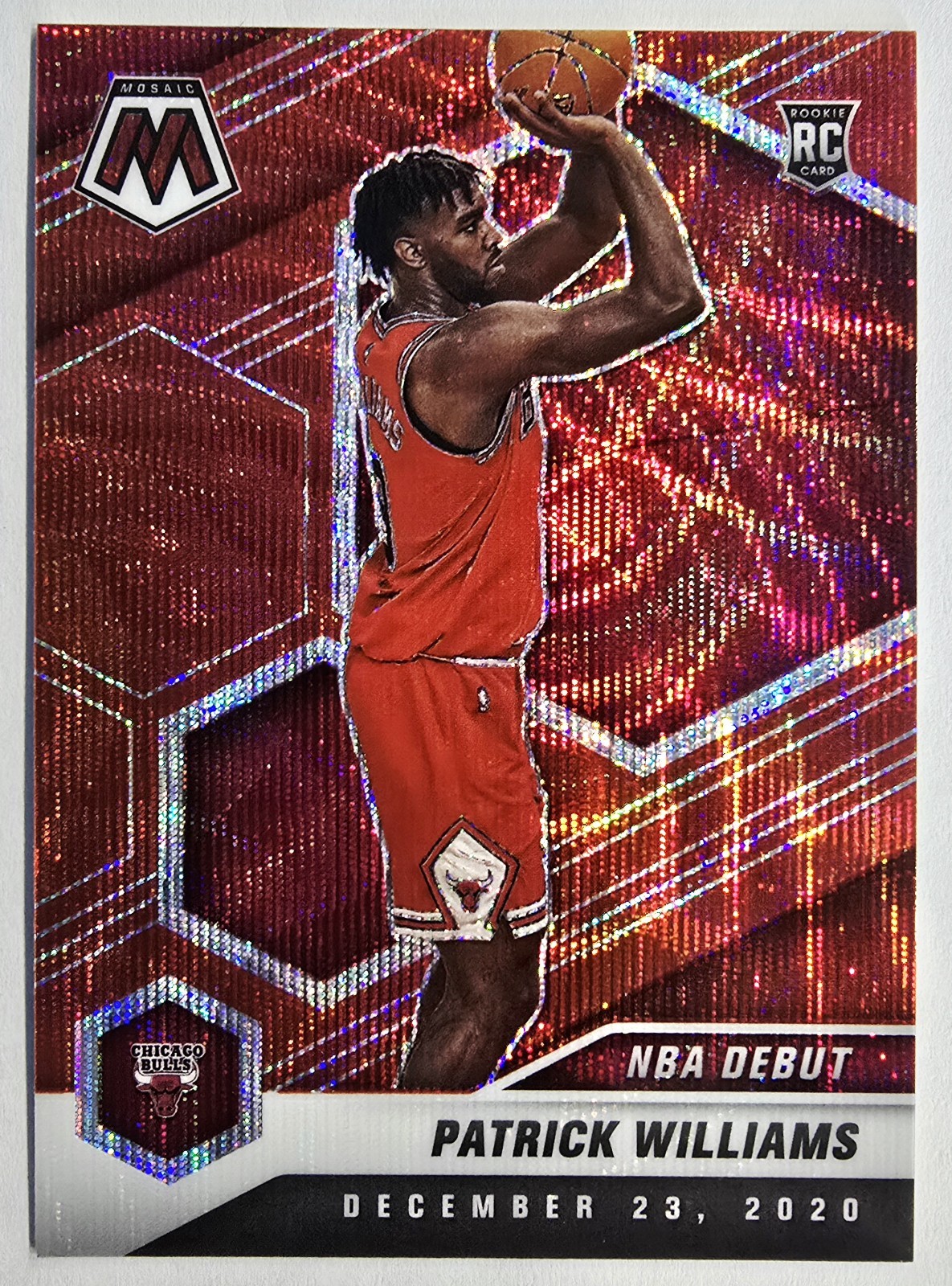 2020-21 Panini Mosaic Patrick Williams NBA Debut Red Wave Rookie #267 Bulls 🔴🌊