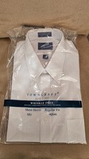 Vtg 1990s Towncraft White Dress Shirt Wrinkle Free Short Sleeve - Size 16.5"